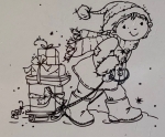 Clear Stamp Christmas Kids, Kind mit Schlitten